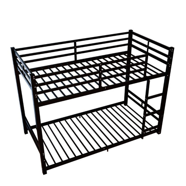 English Elm Twin Over Bunk Bed Heavy Duty Iron Frame with Guardrail Ladder and 19 Support Slats W5635P527068