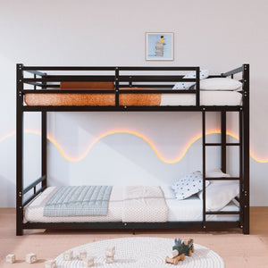 English Elm Twin Over Bunk Bed Heavy Duty Iron Frame with Guardrail Ladder and 19 Support Slats W5635P527068