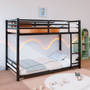 English Elm Twin Over Bunk Bed Heavy Duty Iron Frame with Guardrail Ladder and 19 Support Slats W5635P527068