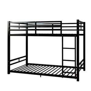 English Elm Twin Over Bunk Bed Heavy Duty Iron Frame with Guardrail Ladder and 19 Support Slats W5635P527068