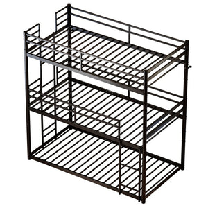 English Elm Heavy Duty Steel Bunk Bed Convertible Twin Frame with Full Guardrails for Kids Rooms Twin Over Twin Over Twin W5635P534091