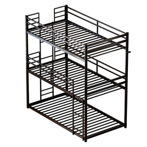 English Elm Heavy Duty Steel Bunk Bed Convertible Twin Frame with Full Guardrails for Kids Rooms Twin Over Twin Over Twin W5635P534091