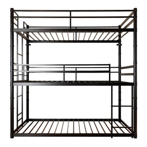 English Elm Heavy Duty Steel Bunk Bed Convertible Twin Frame with Full Guardrails for Kids Rooms Twin Over Twin Over Twin W5635P534091