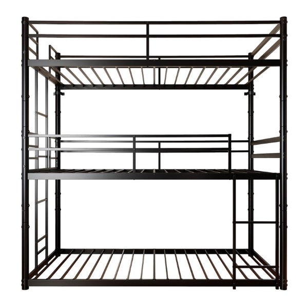 English Elm Heavy Duty Steel Bunk Bed Convertible Twin Frame with Full Guardrails for Kids Rooms Twin Over Twin Over Twin W5635P534091