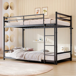 English Elm Heavy Duty Steel Bunk Bed Convertible Twin Frame with Full Guardrails for Kids Rooms Twin Over Twin W5635P538616