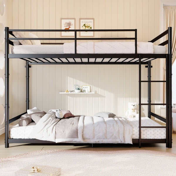 English Elm Heavy Duty Steel Bunk Bed Convertible Twin Frame with Full Guardrails for Kids Rooms Twin Over Twin W5635P538616