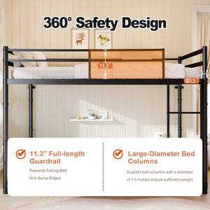English Elm Heavy Duty Steel Bunk Bed Convertible Twin Frame with Full Guardrails for Kids Rooms Twin Over Twin W5635P538616