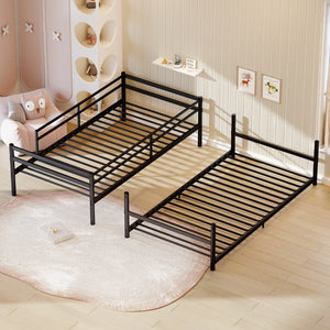 English Elm Heavy Duty Steel Bunk Bed Convertible Twin Frame with Full Guardrails for Kids Rooms Twin Over Twin W5635P538616