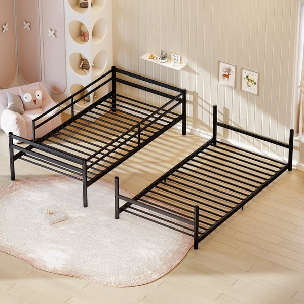 English Elm Heavy Duty Steel Bunk Bed Convertible Twin Frame with Full Guardrails for Kids Rooms Twin Over Twin W5635P538616