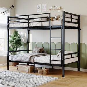 English Elm Metal Bunk Bed Steel Frame with Safety Guardrails and Under Bed Storage for All Ages W5635P539763