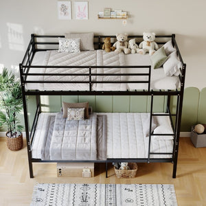 English Elm Metal Bunk Bed Steel Frame with Safety Guardrails and Under Bed Storage for All Ages W5635P539763