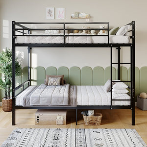 English Elm Metal Bunk Bed Steel Frame with Safety Guardrails and Under Bed Storage for All Ages W5635P539763