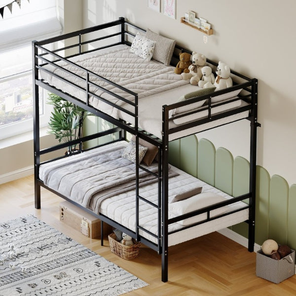 English Elm Metal Bunk Bed Steel Frame with Safety Guardrails and Under Bed Storage for All Ages W5635P539763