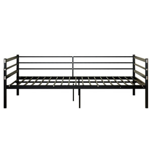 English Elm Twin Steel Platform Bed with Guardrails Matte Black Heavy Duty 600 Lb Modern W5635P548316