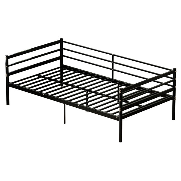 English Elm Twin Steel Platform Bed with Guardrails Matte Black Heavy Duty 600 Lb Modern W5635P548316