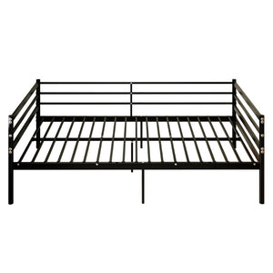 English Elm Twin Steel Platform Bed with Guardrails Matte Black Heavy Duty 600 Lb Modern W5635P548316