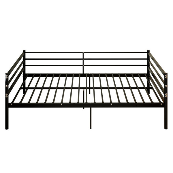 English Elm Twin Steel Platform Bed with Guardrails Matte Black Heavy Duty 600 Lb Modern W5635P548316
