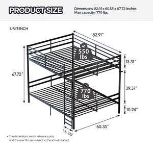 English Elm Queen-Size Heavy Duty Steel Bunk Bed with Guardrails 880 Lb Capacity Convertible W5635P575085