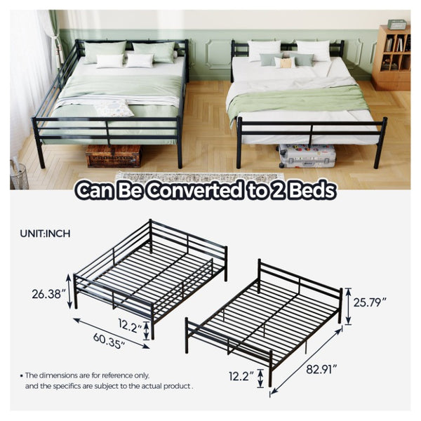 English Elm Queen-Size Heavy Duty Steel Bunk Bed with Guardrails 880 Lb Capacity Convertible W5635P575085