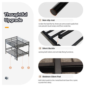 English Elm Queen-Size Heavy Duty Steel Bunk Bed with Guardrails 880 Lb Capacity Convertible W5635P575085