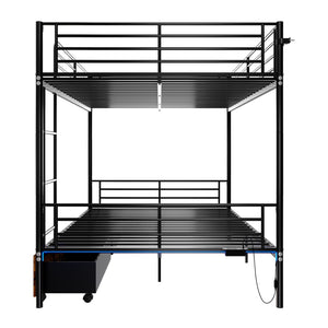 English Elm Bunk Bed Twin Over Convertible Iron Frame with Safety Guardrail for Kids W5635S00007