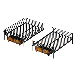English Elm Bunk Bed Twin Over Convertible Iron Frame with Safety Guardrail for Kids W5635S00007