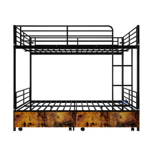 English Elm Bunk Bed Twin Over Convertible Iron Frame with Safety Guardrail for Kids W5635S00007