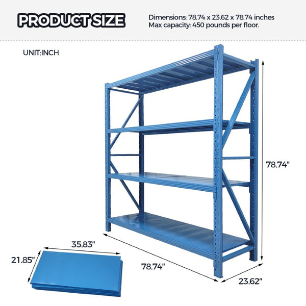 English Elm 5000 Lbs Industrial Steel Garage Shelving Unit 4 Tier Adjustable Heavy Duty Rack W5635S00013