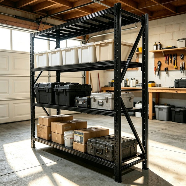 English Elm Heavy Duty Industrial Steel Garage Shelving Four Tier Adjustable Rack 8000 Lb W5635S00015