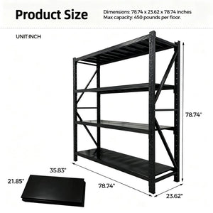 English Elm Heavy Duty Industrial Steel Garage Shelving Four Tier Adjustable Rack 8000 Lb W5635S00015