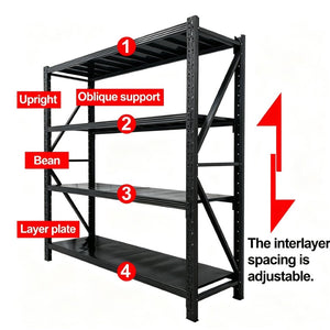 English Elm Heavy Duty Industrial Steel Garage Shelving Four Tier Adjustable Rack 8000 Lb W5635S00015