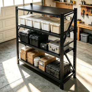 English Elm Heavy Duty Industrial Steel Garage Shelving Four Tier Adjustable Rack 8000 Lb W5635S00015