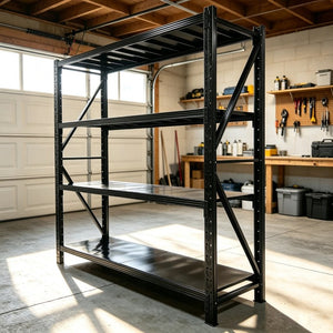 English Elm Heavy Duty Industrial Steel Garage Shelving Four Tier Adjustable Rack 8000 Lb W5635S00015