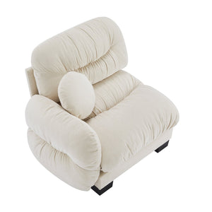 English Elm Flora Chenille Sectional Sofa with Pleated Back Plush Cushions for Modern Living Rooms Beige LSF W5656P454442