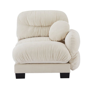 English Elm Flora Chenille Sectional Sofa with Pleated Back Plush Cushions for Modern Living Rooms Beige RSF W5656P454464