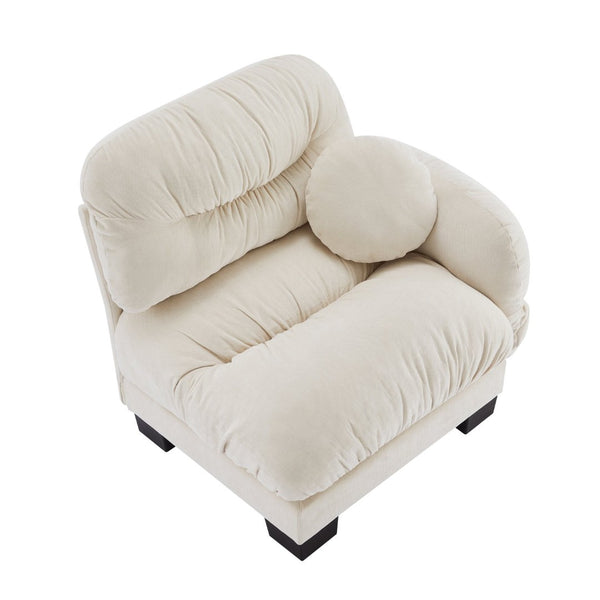 English Elm Flora Chenille Sectional Sofa with Pleated Back Plush Cushions for Modern Living Rooms Beige RSF W5656P454464