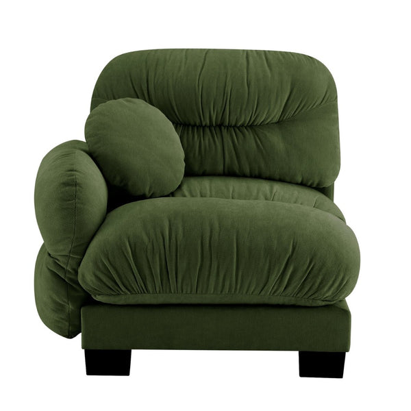 English Elm Flora Chenille Sectional Sofa with Pleated Back Plush Cushions for Modern Living Rooms Green LSF W5656P454488