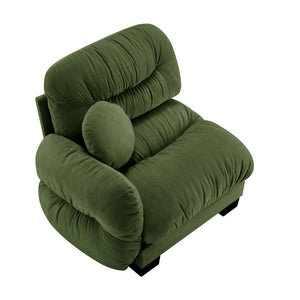 English Elm Flora Chenille Sectional Sofa with Pleated Back Plush Cushions for Modern Living Rooms Green LSF W5656P454488