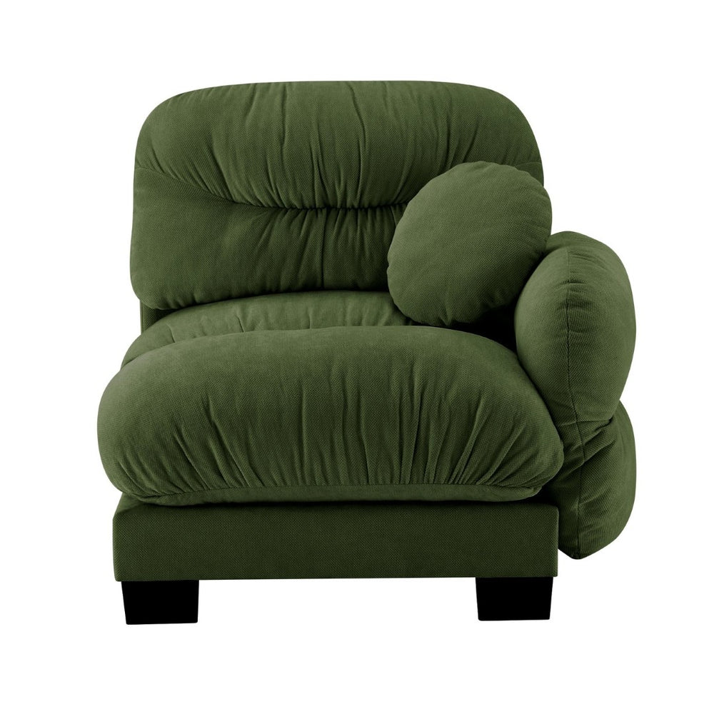 English Elm Flora Chenille Sectional Sofa with Pleated Back Plush Cushions for Modern Living Rooms Green RSF W5656P454492