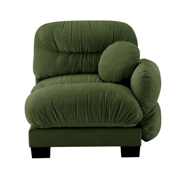 English Elm Flora Chenille Sectional Sofa with Pleated Back Plush Cushions for Modern Living Rooms Green RSF W5656P454492