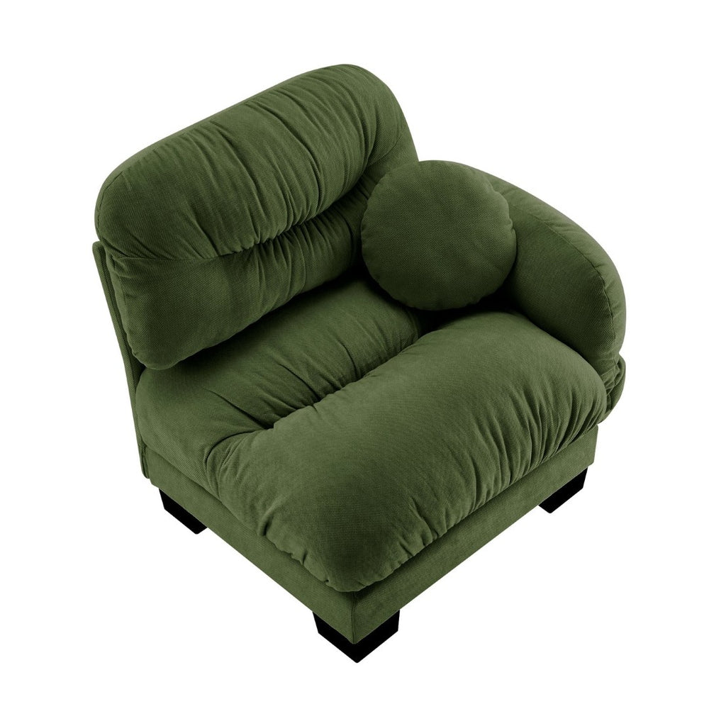 English Elm Flora Chenille Sectional Sofa with Pleated Back Plush Cushions for Modern Living Rooms Green RSF W5656P454492