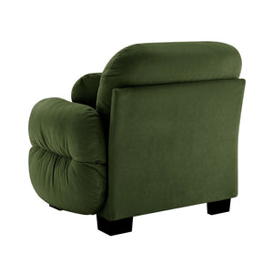 English Elm Flora Chenille Sectional Sofa with Pleated Back Plush Cushions for Modern Living Rooms Green RSF W5656P454492