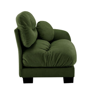 English Elm Flora Chenille Sectional Sofa with Pleated Back Plush Cushions for Modern Living Rooms Green RSF W5656P454492