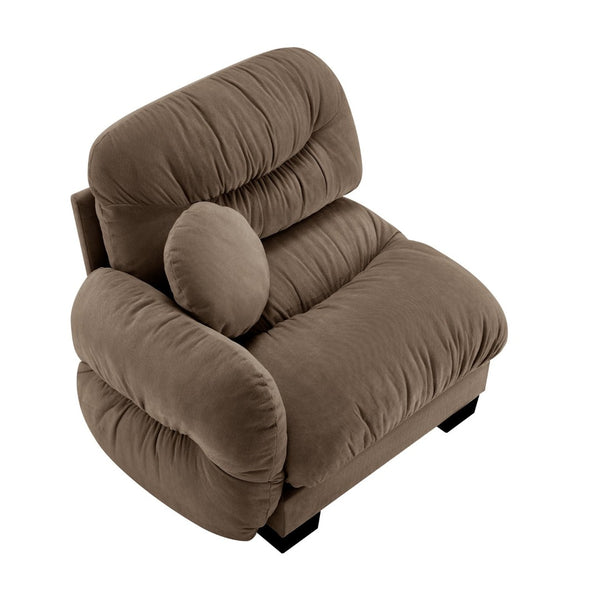 English Elm Flora Chenille Sectional Sofa with Pleated Back Plush Cushions for Modern Living Rooms Brown LSF W5656P454498