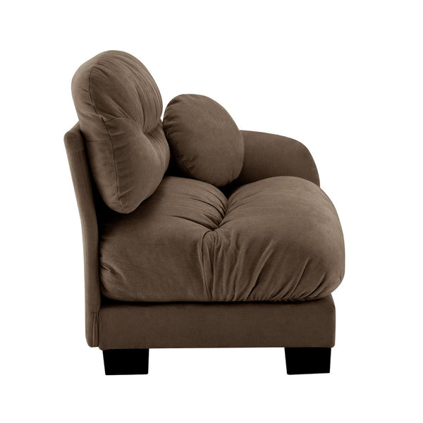 English Elm Flora Chenille Sectional Sofa with Pleated Back Plush Cushions for Modern Living Rooms Brown RSF W5656P454500