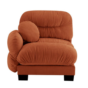 English Elm Flora Chenille Sectional Sofa with Pleated Back Plush Cushions for Modern Living Rooms Orange LSF W5656P454507