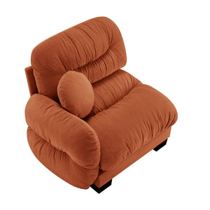 English Elm Flora Chenille Sectional Sofa with Pleated Back Plush Cushions for Modern Living Rooms Orange LSF W5656P454507