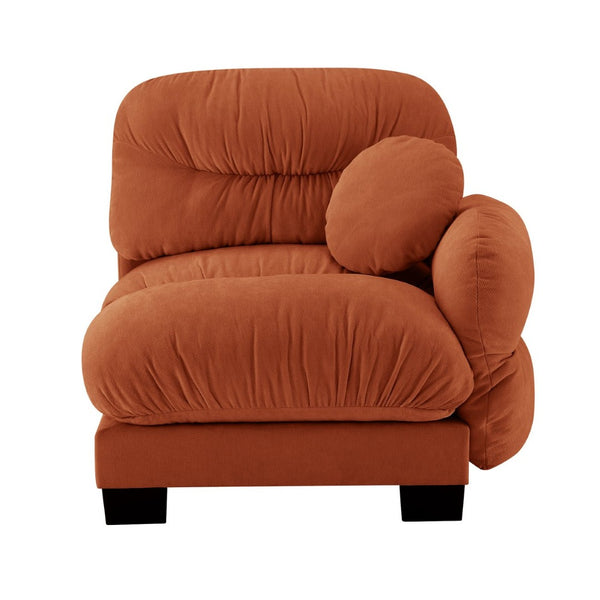 English Elm Flora Chenille Sectional Sofa with Pleated Back Plush Cushions for Modern Living Rooms Orange RSF W5656P454509