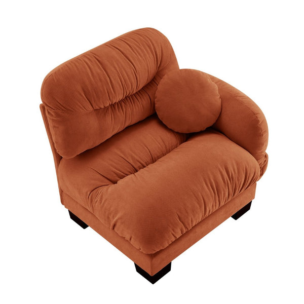 English Elm Flora Chenille Sectional Sofa with Pleated Back Plush Cushions for Modern Living Rooms Orange RSF W5656P454509