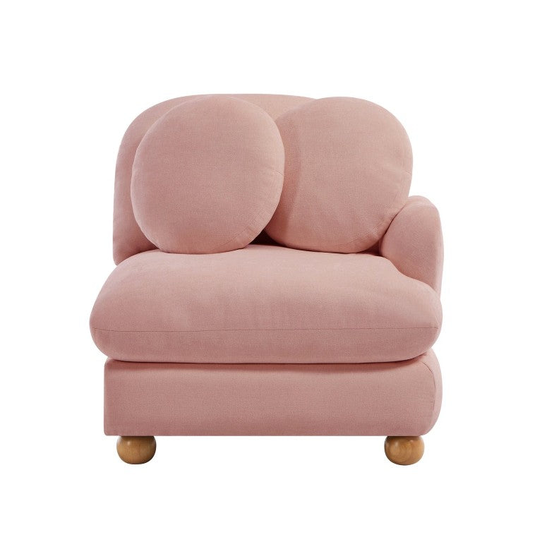 English Elm Rsf Modular Sectional Sofa Curved Chenille Upholstery with Retro Wooden Legs Living Room Pink W5656P499276